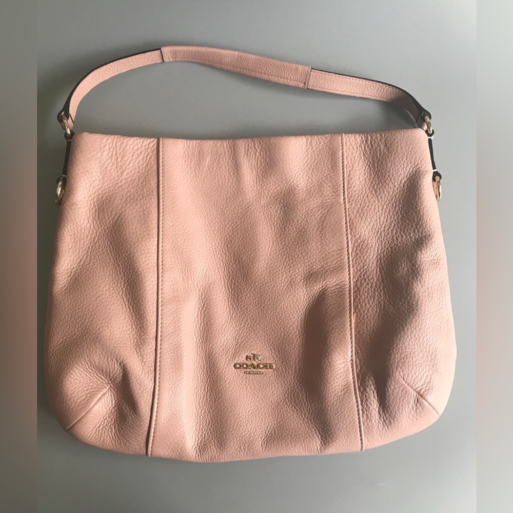 COACH PEACH PEBBLED LEATHER Shoulder Bag